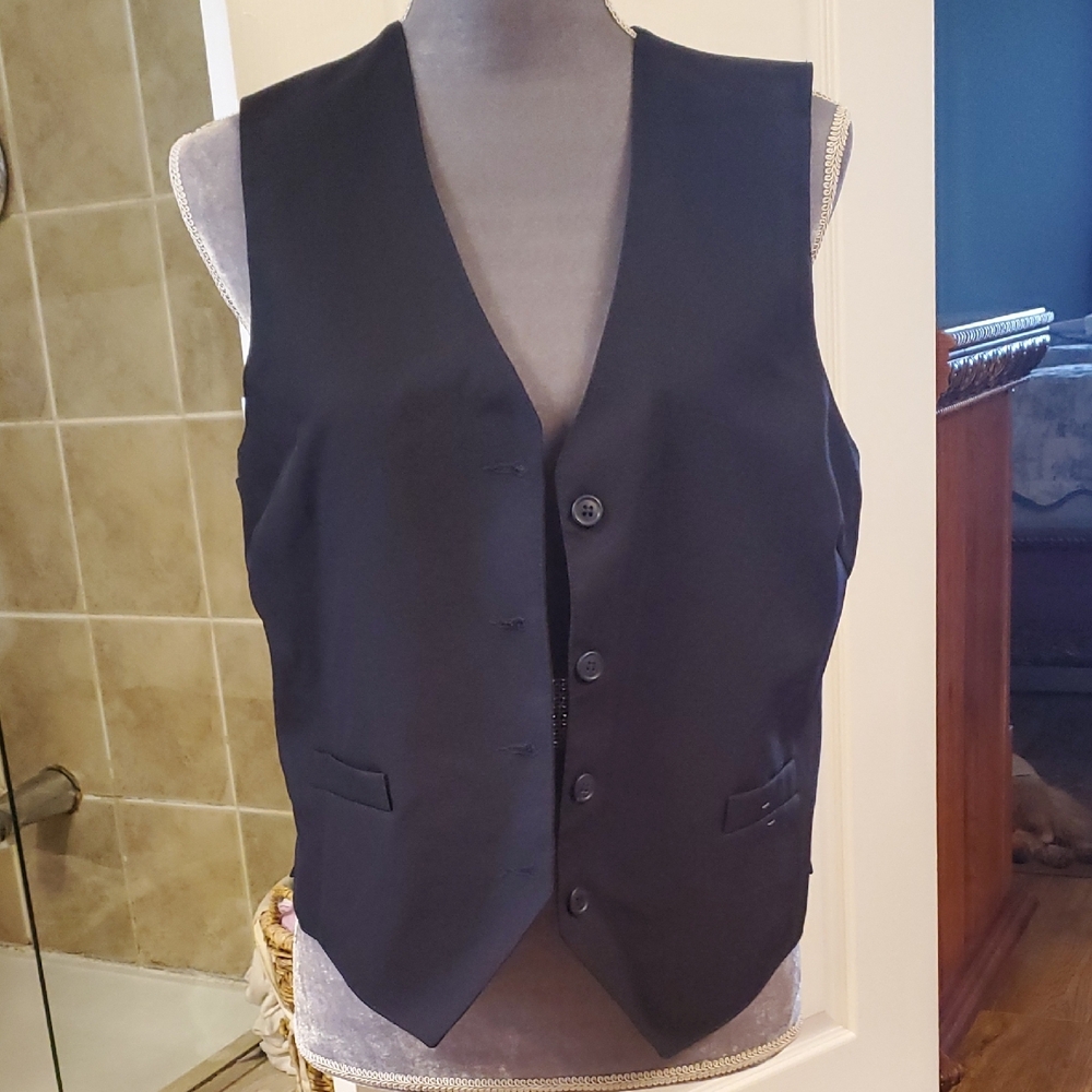Black Formal Vest with V-Neck and Tailored Fit